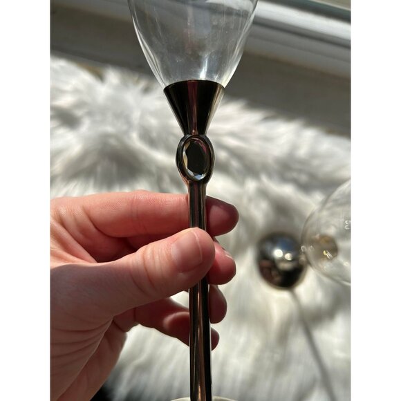 Silver Champagne/Wine Glasses wedding honey moon lovers Valentine’s Day glass - Picture 5 of 6